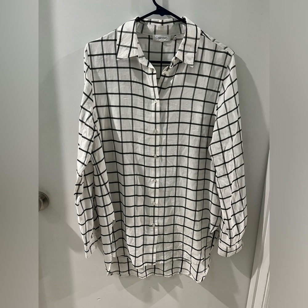 Calvin Klein Checkered Button Up Shirt, size small